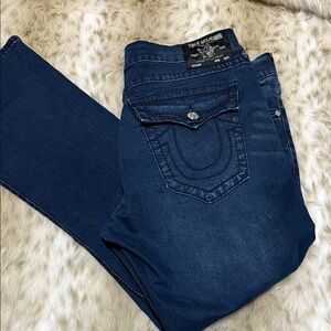 True Religion Men's Relaxed Dark Blue Jeans